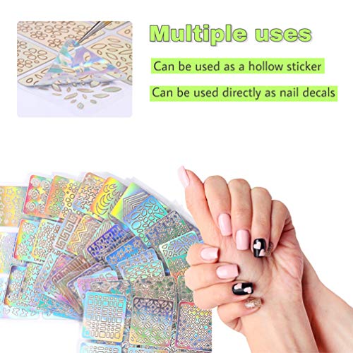 Hanyousheng Nagelaufkleber Schablonen, 144 Designs Nagel Schablonen Blätter, 24 Blatt Nagelsticker Nagel Aufkleber… – Bild 5