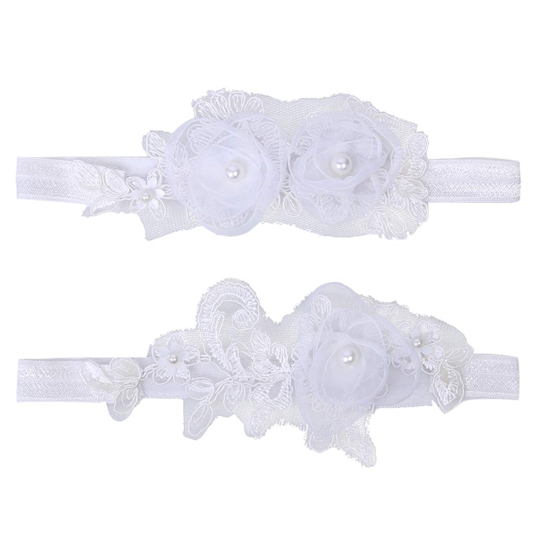 2PCS Womens Garter Set Flower Decor Leg Ring Lace Garter for Wedding(White)-image-18
