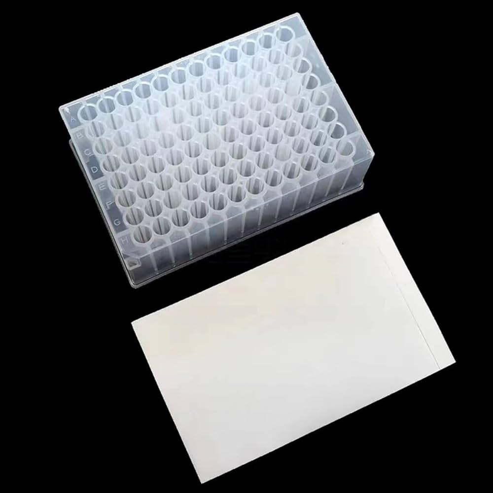 Transparent Lab Bulk 100-Pack PCR Plate Sealing Film - 130x80mm For 96-Well Plates (Lab-Grade, Easy-Tear) Bio Rad Pcr Plate Sealer