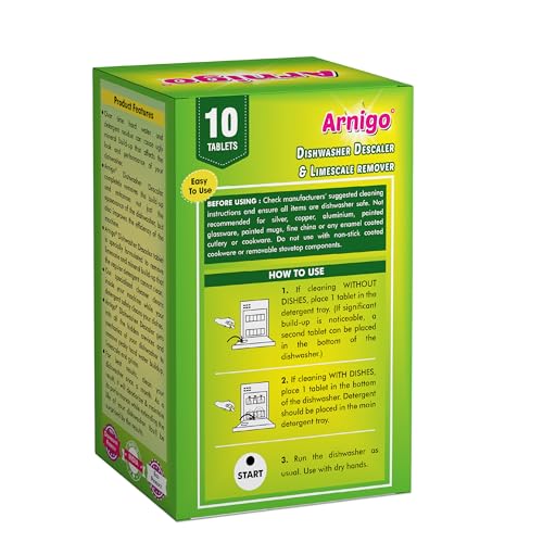 Image of Arnigo Dishwasher Descaler & Cleaner (10 Tablets) - 5 MONTH SUPPLY | Removes Limescale, Odour Causing Residue & Enhances Efficiency | Compatible with All Dishwasher Brands