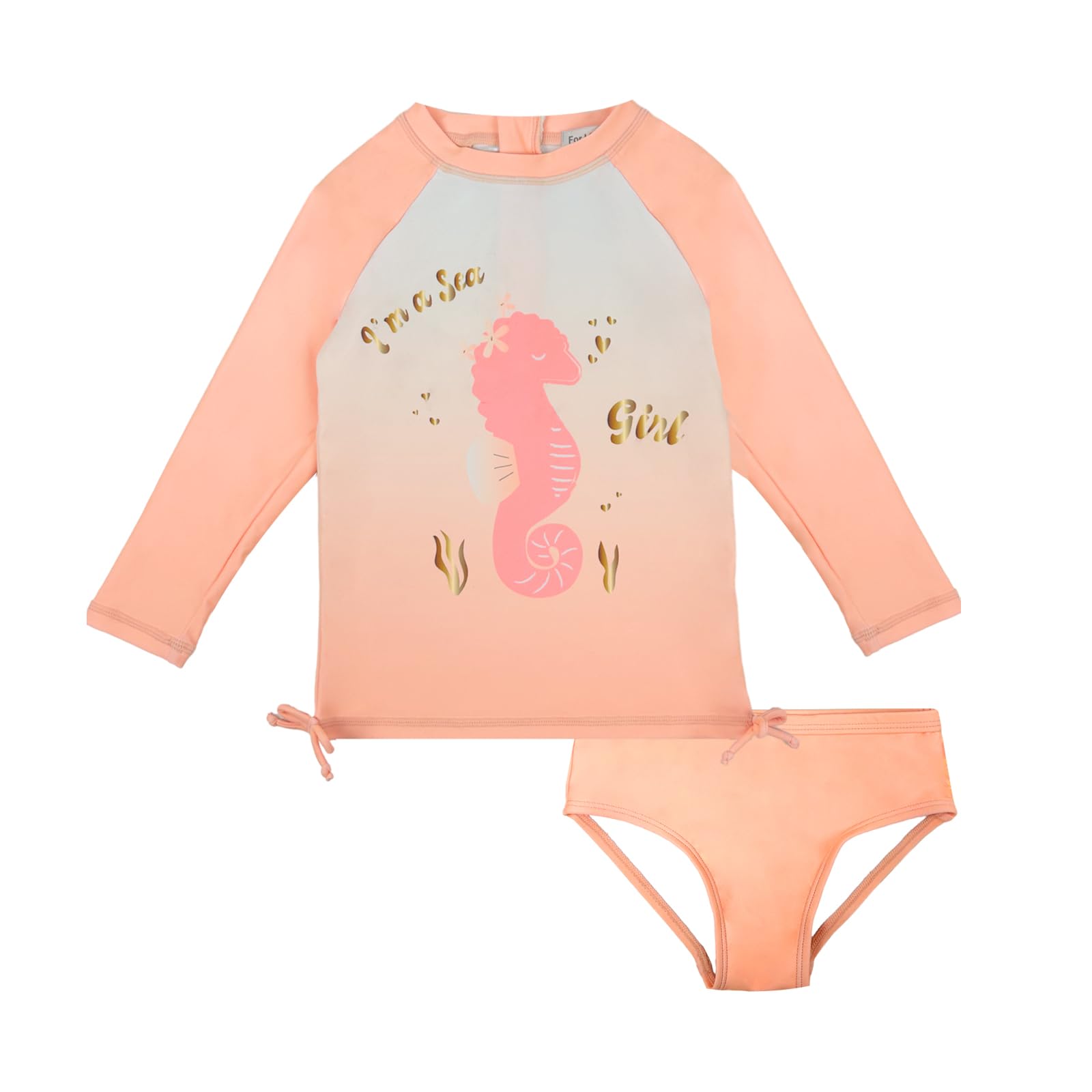 Baby Toddler Boy Long Sleeve Two-Piece Rash Guard Set Swimsuit with UPF50+ Sun Protection for 0-6 Years