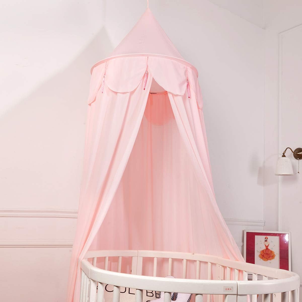 Conthfut Bed Canopy Girls Unique Pendant Play Tent Bedding for Kids Playing Reading with Children Round Dome Netting Curtains Baby Boys Girls Games House