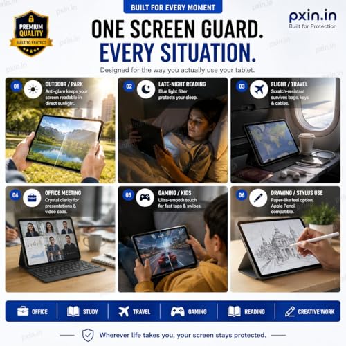 Image of Pxin Tablet Anti Bluelight and Anti Glare Screen Guard compatible with Samsung Galaxy Tab S7 | BLUV Lightblock Tech | Scratch Proof | Prevents bluelight | Eye Protection | No Dry Eyes
