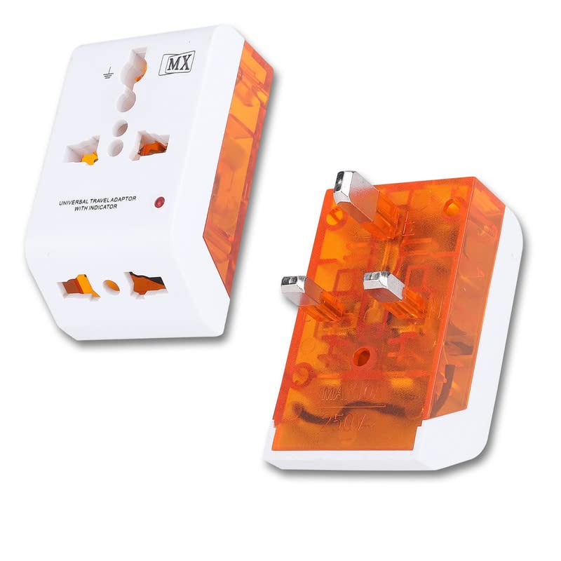 MX 3 PIN Traveller Universal Socket Plug (Type G), Worldwide Travel Adaptor, Multi Plug, Conversion Plug, Socket Connector 3 in 1 Pack of 2