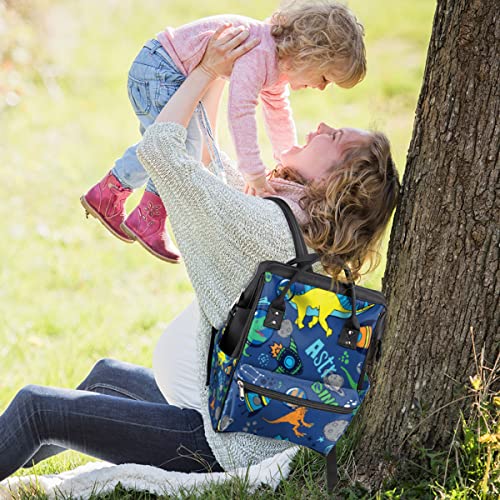 cfpolar Mochila de fraldas de dinossauro astronauta grande capacidade multifuncional mochila de fral