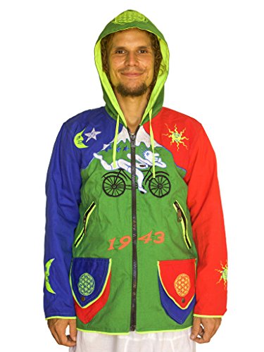 Bicycle Day Hofmann Jacket UV Active 4 Pockets Psychedelic LSD goa Hoody