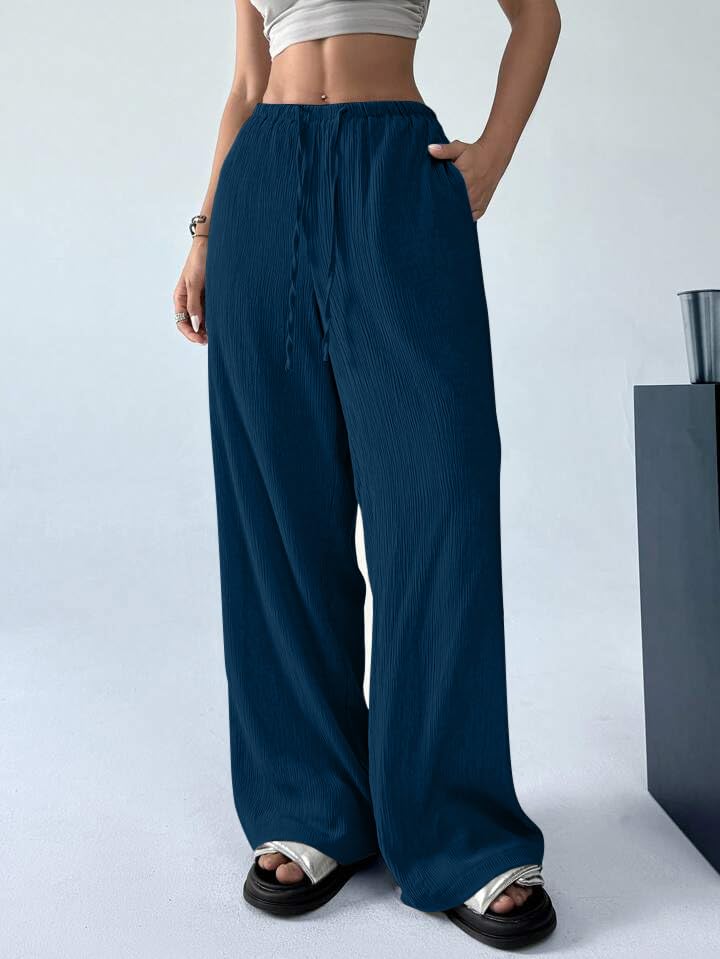 Image of GRECIILOOKS High Waist Trousers for Women - Flared Korean Style Formal Pants | Elegant Workwear for Office, College & Events (Available in Plus Size)