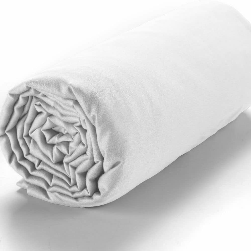 Drap Housse 160x200 en Satin de Coton 105 Fils Blanc - Bonnet 30 - Linge de lit Premium 100% Satin de Coton