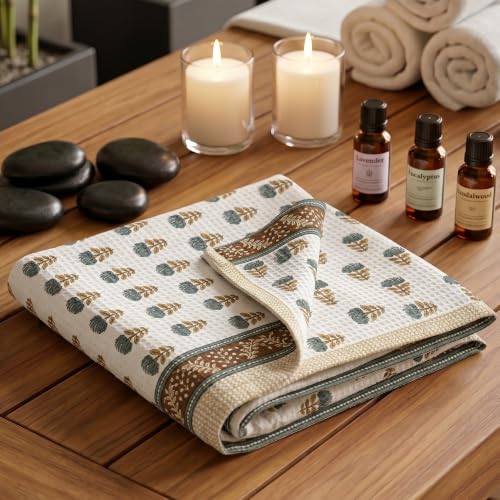 Image of Mafatlal Madhuban 250 GSM Exfoliating Bath Towel | 147 x 76 cm | Textured Waffle Weave for Body Scrubbing, Cleansing, Bathing Routine and Personal Hygiene | Copper Brown