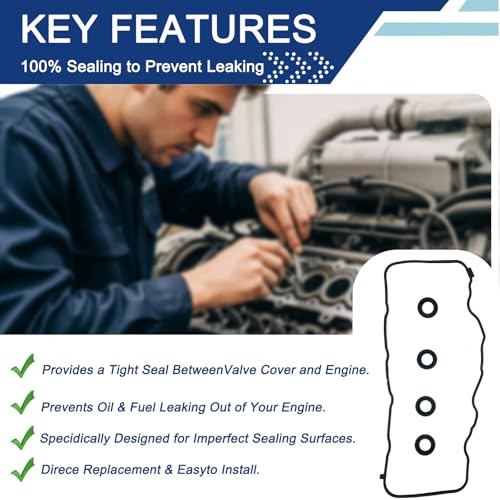 Image of VS50741R Engine Valve Cover Gasket Set Compatible with 1.8L 2006-2015 Honda Civic, 2016-2017 Honda HR-V 1.8L, 2013-2015 Acura ILX 2.0L, 2007 2008 2009 2010 2011 2012 2014 VS50563 VS 50741 R