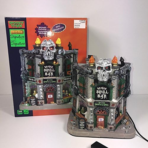 Lemax Spooky Town Broken Skull Bar Signature Collection