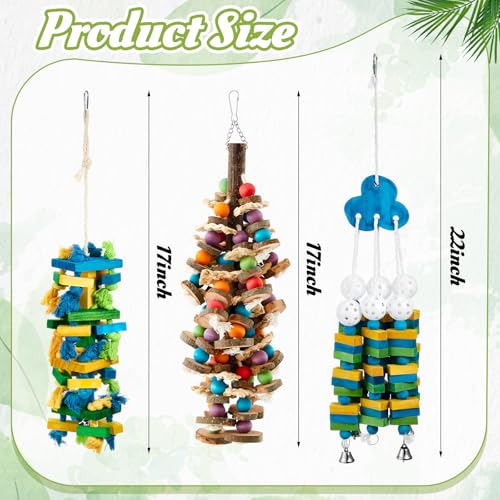 Image of Seenelling 3 Pcs Extra Large Bird Toys for Parrots, Blue Block