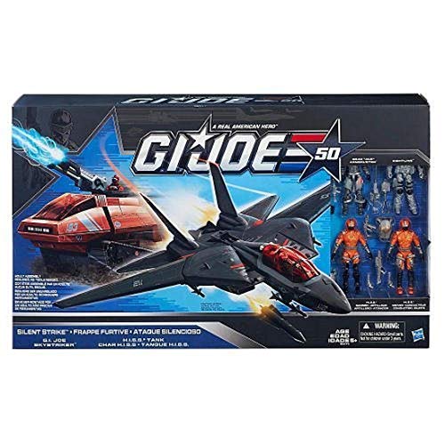 G.I. Joe 50th Anniversary Silent Strike Set with Black Skystriker Jet, Orange H.I.S.S. (HISS) Tank & 4 Action Figures