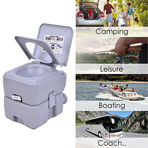 Giantex Portable Toilet 5.3Gal with Waste Tank, Built-in Rotating Spout, Powerful Push Pump Compact Commode for Travel, Boating, Camping, RV Toilet Porta Potty, 13.5'' x 12.5'' x 16.5'' - Thumbnail 4