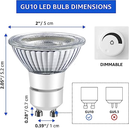Image of LED GU10 Range Hood Light Bulbs, LED Stove Appliance Light Bulb, Kitchen Light Replacement Halogen Light Bulb, 50W Equivalent, Warm White 3000K, 6W 550 Lm, Dimmable,Waterproof IP65 Pack of 2