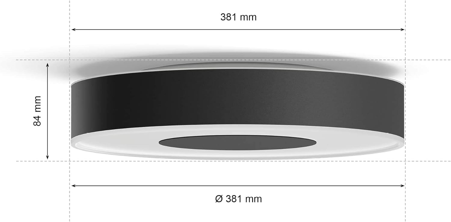 PHILIPS Hue White & Col. Amb. Xamento Deckenleuchte, schwarz, 16 Mio. Farben, dimmbar, steuerbar via App, kompatibel mit Amazon Alexa (Echo, Echo Dot)