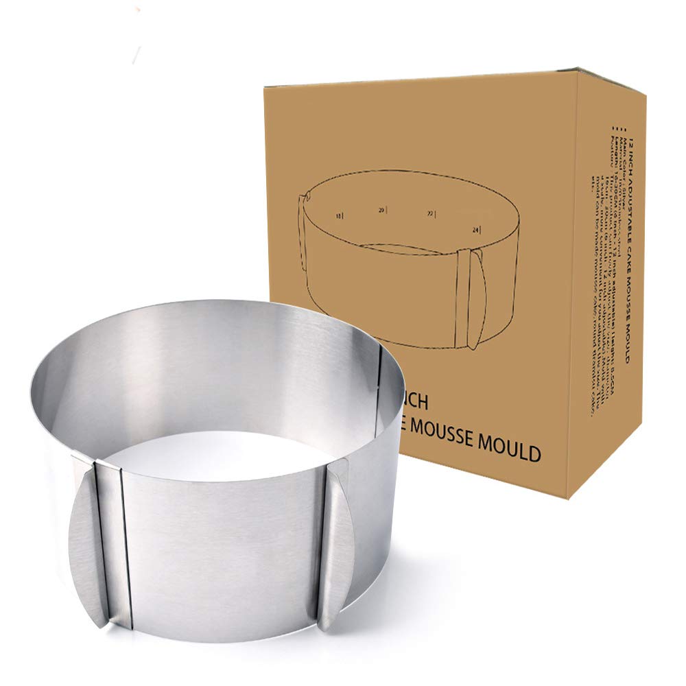BATLAM Kuchenform-Set Kuchenformen zum Backen 2 Stück, Kuchenformen, runde Kuchenform, kleine Kuchenformen, verstellbar von 16-30 cm, Tortenring mit Skala, Höhe: 8,5 cm