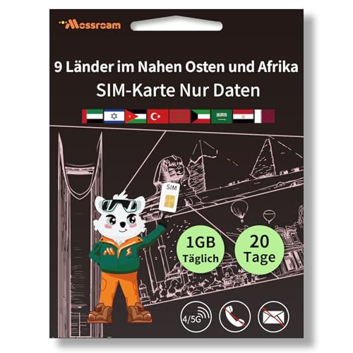 3-in-1-SIM-Karte für 9 Länder im Nahen Osten und Afrika – Prepaid-Datentarife | Täglich 1 GB, 20 Tage | Unbegrenztes Internet mit 4/5G-Geschwindigkeit