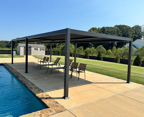 PURPLE LEAF Louvered Pergola 13' x 30' Aluminum Outdoor Pergola with Adjustable Louvers Roof and Integrated Drainage System Oversive Gazebo Pergolas for Patio Poolside Garden Kitchen