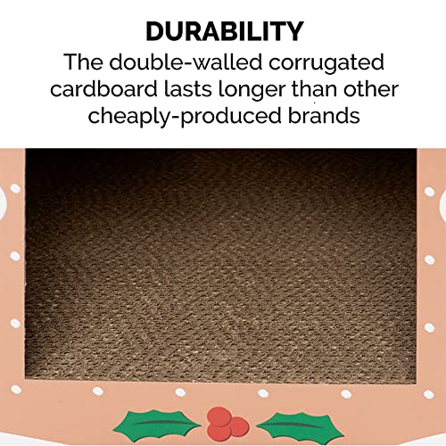 Image of Furhaven Pet Furniture for Cats and Kittens - Decorated Gingerbread Christmas House Corrugated Cat Scratcher Hideout with Catnip, Holiday Print, One Size