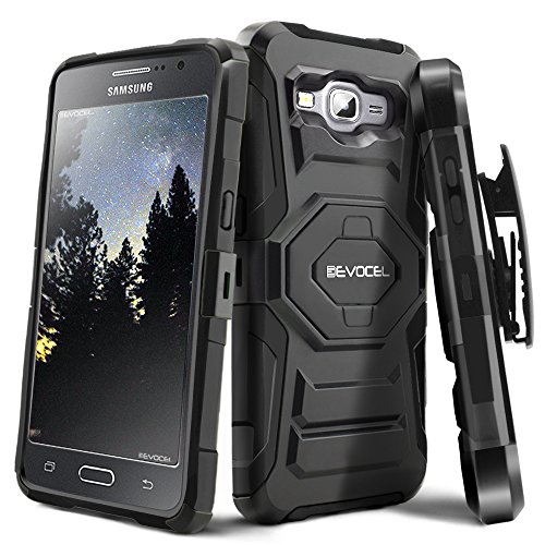Evocel Galaxy Grand Prime [New Generation] Rugged Holster Dual Layer Case [Kickstand][Belt Swivel Clip] for Galaxy Grand Prime (G530 G530H G530F G530M G530T G530AZ S920C), Black (EVO-SAMG530-XX01)