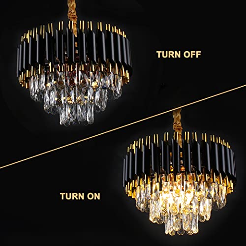 Yangfan Black Modern Chandelier, 3 Tiers, Crystal Pendant Light Fixture, Flush Mount, E14*5, 300W, 5100LM, D40CMxH31CM, Black, Indoor, Dining Room, Living Room, Bedroom - Cosy Home Interiors Yangfan Black Modern Chandelier, 3 Tiers, Crystal Pendant Light Fixture, Flush Mount, E14*5, 300W, 5100LM, D40CMxH31CM, Black, Indoor, Dining Room, Living Room, Bedroom - Image 6