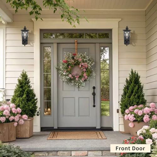 Image of JYZ 16 inch Outdoor Wall Light Fixture, Classic Exterior Waterproof Wall Lantern, Matte Black Anti-Rust Sconce with Water Ripple Glass Shade, E26 Base Outside Porch Lights for Patio Garage Door