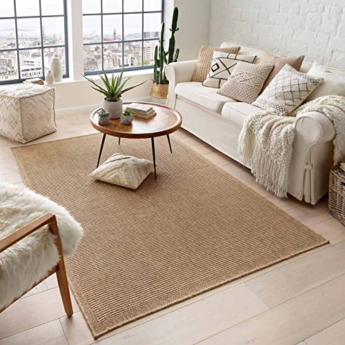 Taracarpet Outdoor & Indoor Teppich für Wohnzimmer Balkon Terrasse wetterfest Borneo Sisal-Jute-Optik naturfarben Natur Manaus 200x290 cm
