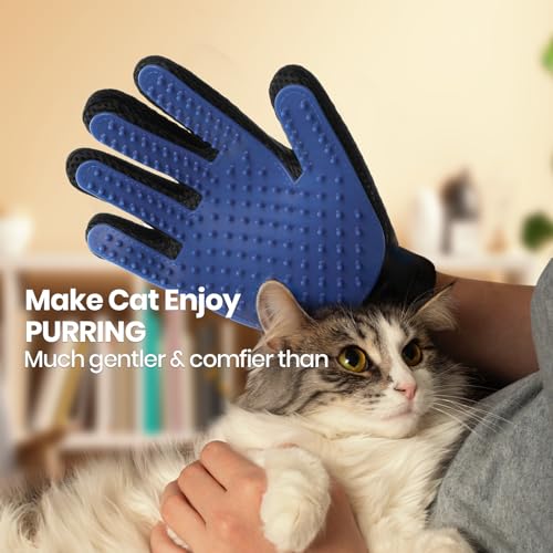 Delomo DLMG161207 Pet Hair Remover Glove - Gentle Pet Grooming Glove Brush - Deshedding Glove - Massage Mitt With Enhanced Five Finger Design - Perfect For Dogs & Cats thumb #2