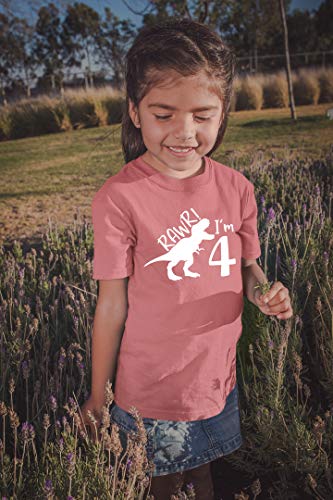 Image of rawr im 4 Year Old Girl Birthday Shirt Dinosaur Roar Four 4th Toddler Outfit Fourth