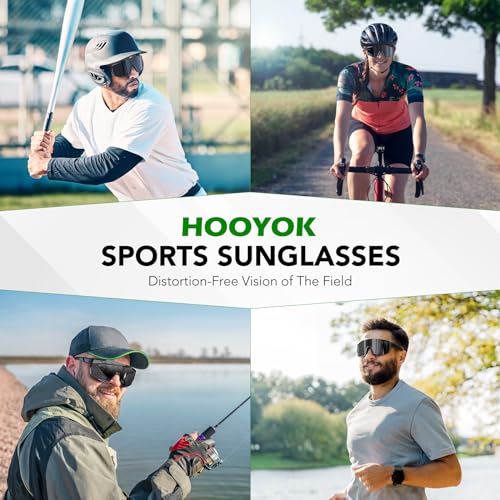 HooYok Polarized Sports Sunglasses for Men Women Youth Baseball Cycling Running Biking Fishing Glasses Mute Bowland Green