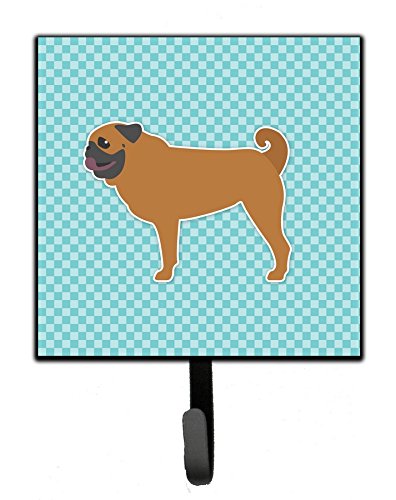 Pug Checkerboard Blue Leash or Key Holder
