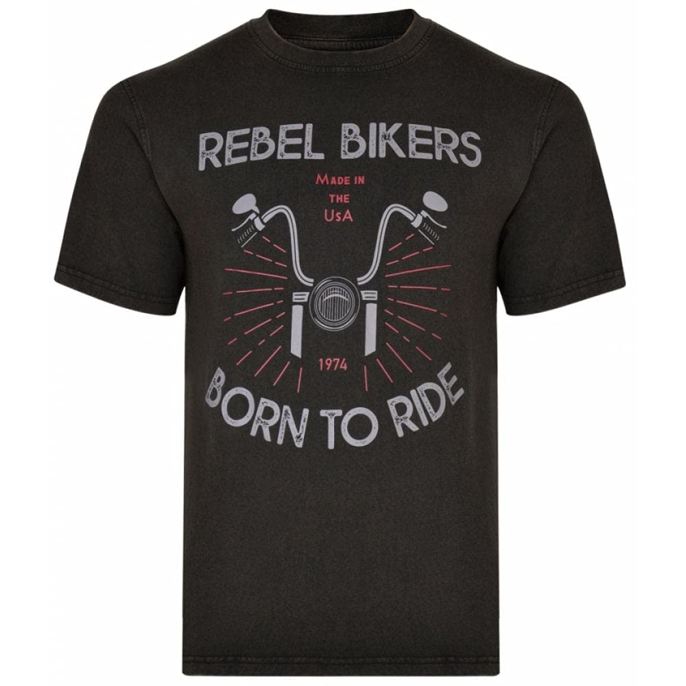 Mens Big Size Rebel Bikers Acid Wash Tee (5319)