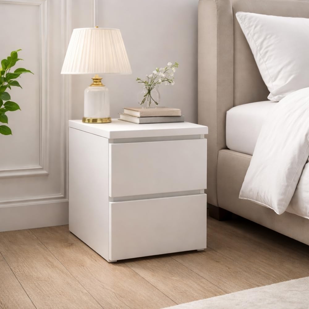 Cassettiera bianca con compartimento segreto e serratura RFID, comodino camuffato con cassetto nascosto doppio fondo invisibile, mobile occultato tipo cassaforte segreta per soldi gioielli