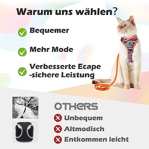 Supet Katzengeschirr und Leine Set Fluchtsicheres Kätzchengeschirr Verstellbares Katzenwestengeschirr mit Reflexstreifen Universelle Katzenleine und -Geschirr für Katzen/Welpen Grau S