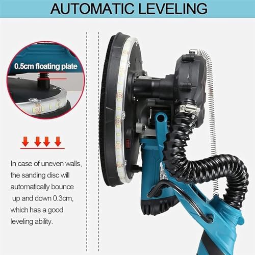Powerful Electric Drywall Sander 1800W with Swivel Head, LED Light, Long Handle, 5-Speed Adjustable, Includes 20 Sanding Disks – Ideal for Smooth Wall Finishing
