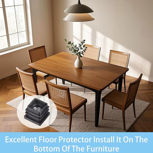 Image of MyyiTar 8 Pcs Square Chair Leg Floor Protector, Furniture Leg Protectors, Plastic Plugs 1.2 inchx1.2 inch OD Square Tubing Endcap with M8 Thread for Tubular Racks Legs Inserts,Black 1.2 inch