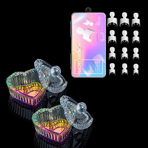 2PCS Nails Tips Art Dappen Dish con Tapa y 120PCS Uñas miniatura 1