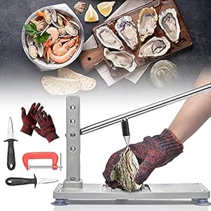 TTLIFE Oesteropener, RVS Oyster Shucker Oyster Shucking Mes Set met Handschoenen Non-Slip-Handvat & Base Zeevruchten Gereedschap Multifunctionele Keuken Gereedschap, voor Zeevruchten Markt Of Restaurant
