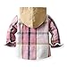 Toddler Boys Girls Plaid Button Down Jacket Kids Fashion Fleece Lined Block Color Outerwear Tops with Pockets 3M-8T