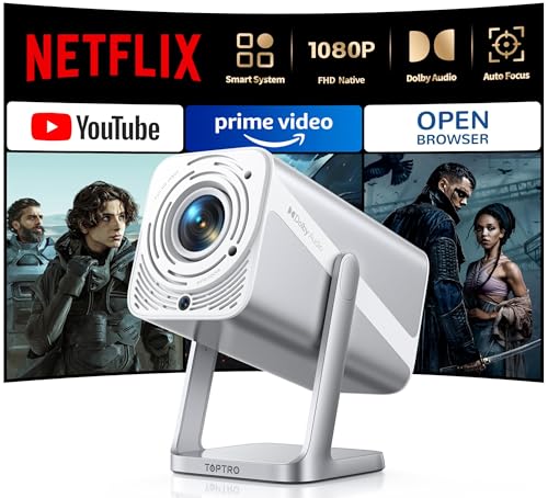 Migliori proiettori Proiettore 4K【Netflix Ufficiale & Dolby】Proiettore Portatile 700ANSI Messa Fuoco Auto Keystone con Bluetooth Bidirezionale Mini Proiettores Girevole 360° per Home Theater/Esterno/ARC/CEC
