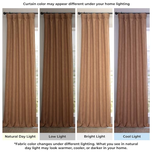Image of HPD Half Price Drapes - Faux Linen Curtains for Living Room (1 Panel) - 50W X 120L - Textured Room Darkening Curtains for Bedroom 120 Inches Long - Drapes for Home Decor, Butterscotch