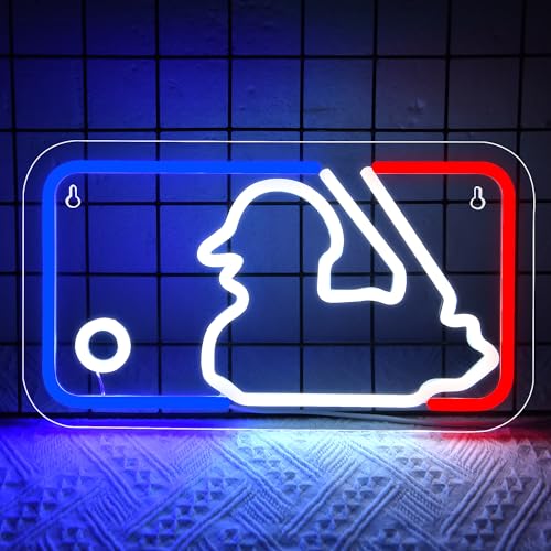 Image of Baseball Neon Sign for Wall Decor Baseball LED Light Up Sign Baseball Wall Decor Sports Neon Lights for Club Bedroom Man Cave Bar Sports Gifts for Men Teen Boys Fans,Size 13.8 * 7.9 in(XD150)