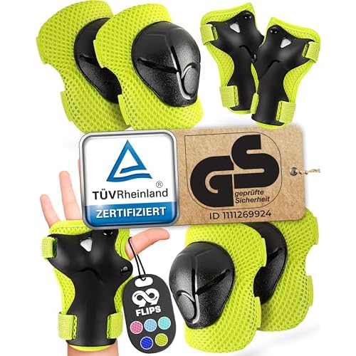 99FLIPS Protecciones Patines Niña - Rodilleras Niño, Protecciones Patines Niño - Rodilleras Patines Niña, Rodilleras Niña, Patines De Hielo - Rodilleras Patinaje Niña - Flash Talla XS Verde