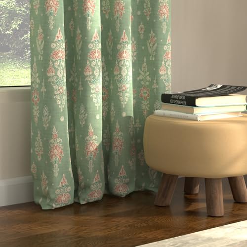 Image of Urban Space Blackout Curtains 8 Feet Set of 2 for Long Door, 80-85% Light Blocking Curtains for Living Room, Digital Printed Curtains with Eyelets, Tieback Included (Imperial sage Green, 8 Feet)