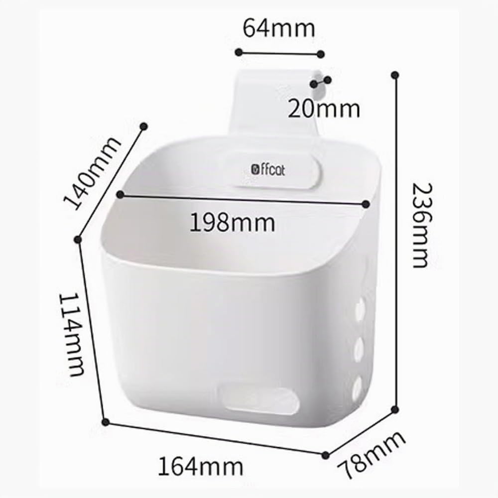 Cesto sospeso in plastica piccolo con gancio, piccolo cesto sospeso impilabile, con gancio e foro di drenaggio, vaso da fiori da appendere per il bagno