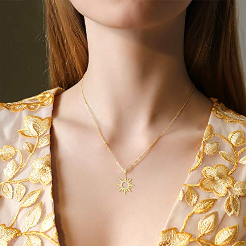 Blocaci 14K Gold Sun Necklaces for Women with Moissanite Sun Pendant Necklace, 16''-18''3