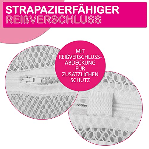 Bestlivings Wäschenetz XXL (4er Set / 50x70cm) - Wäschesack Kochfest - Wäschebeutel für Blusen, BH, Unterwäsche, Socken oder Feinwäsche - Füllmenge bis 3kg
