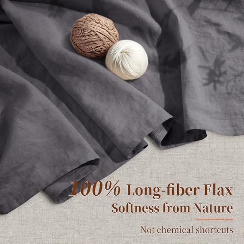 Image of 100% Pure Linen Sheet Set for Hot Sleepers, Breathable Natural Linen Sheets 4pcs, Bedding Set Deep Pocket Up to 16 inch Moisture-Wicking, Softens with Every Wash (Dark Gray Queen)