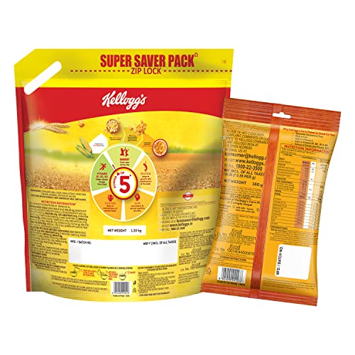 Image of Kellogg's Corn Flakes Real Almond Honey 180 Gm and Kellogg's Corn Flakes Original 1.2 kg Pack